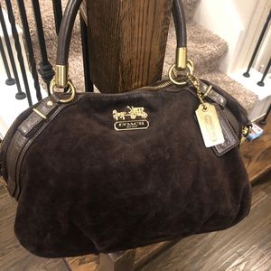 BROWN VELVET COACH BAG